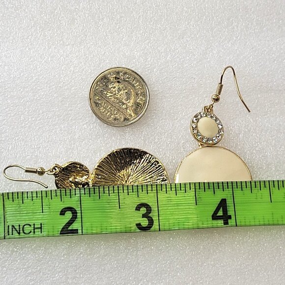 Cream White Round Drop Earrings - Picture 5 of 9